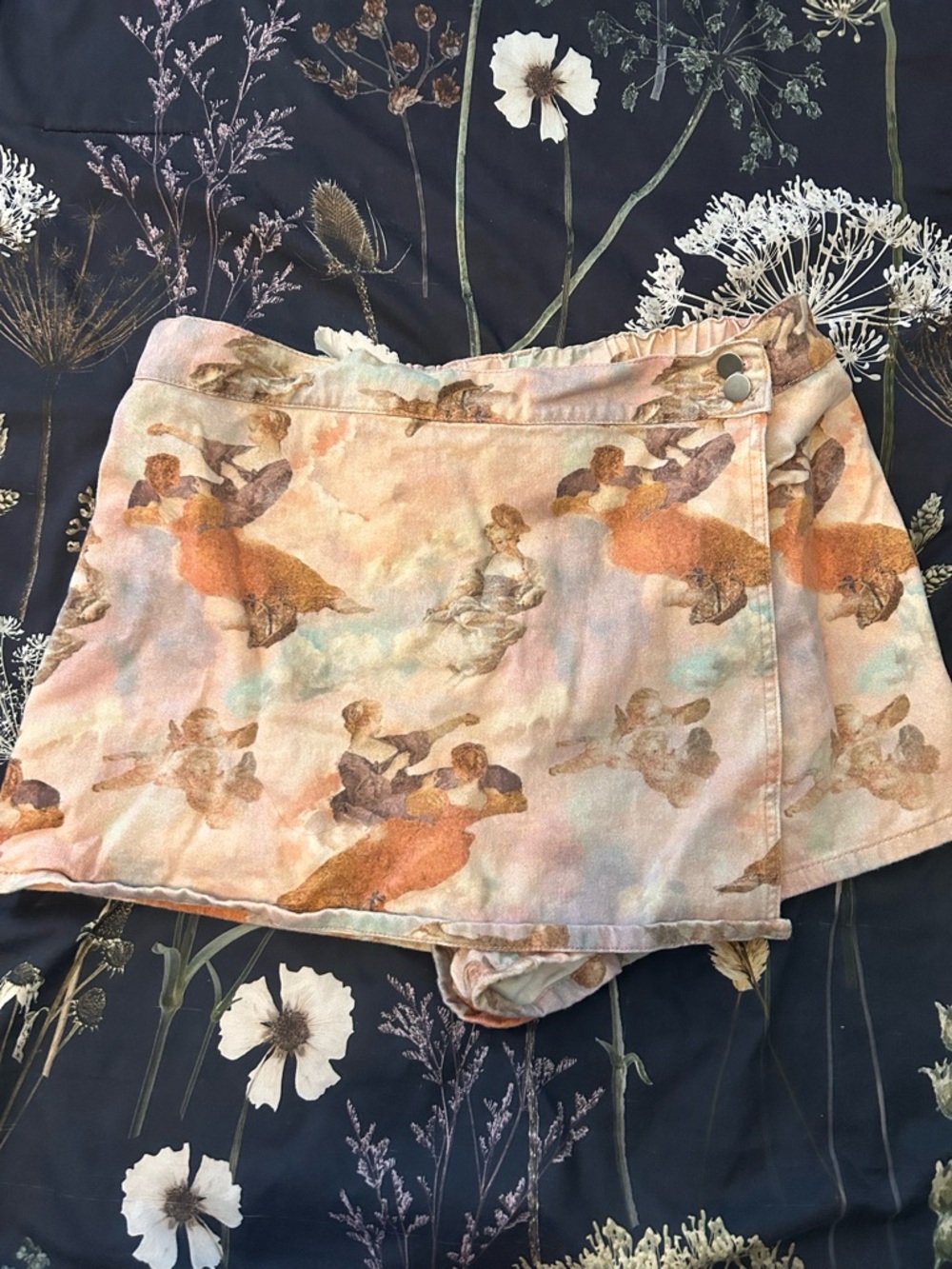 Angel Print Denim Skort